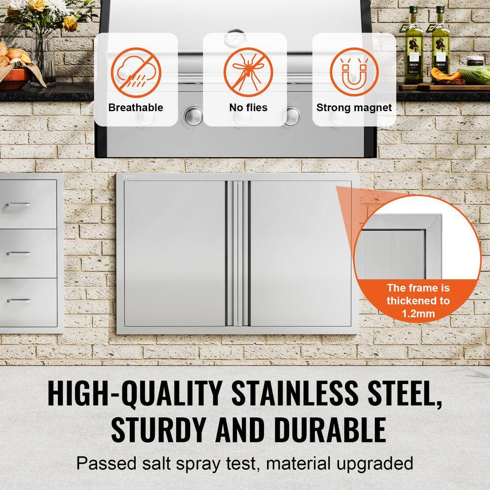 Stainless Steel Double Outdoor Kitchen Access Door, 36x24 Inch
