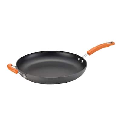 Classic Brights 14 in. Hard-Anodized Aluminum Nonstick Skillet in Orange and Gray