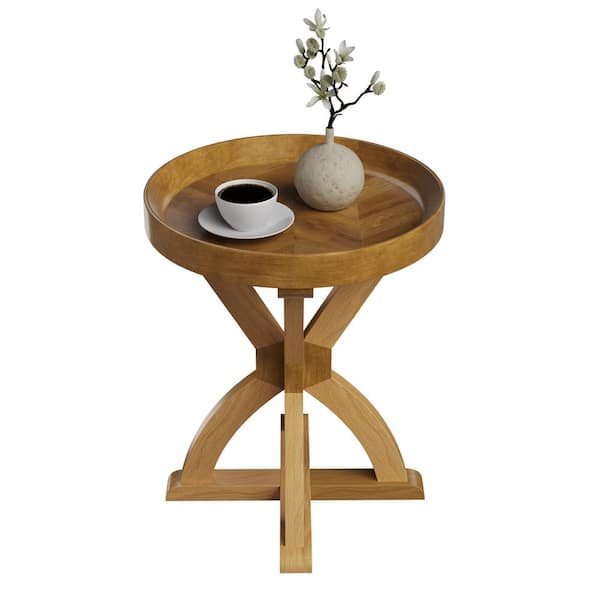 Lavish Home 18 in. Mango Wood Circle Side Table
