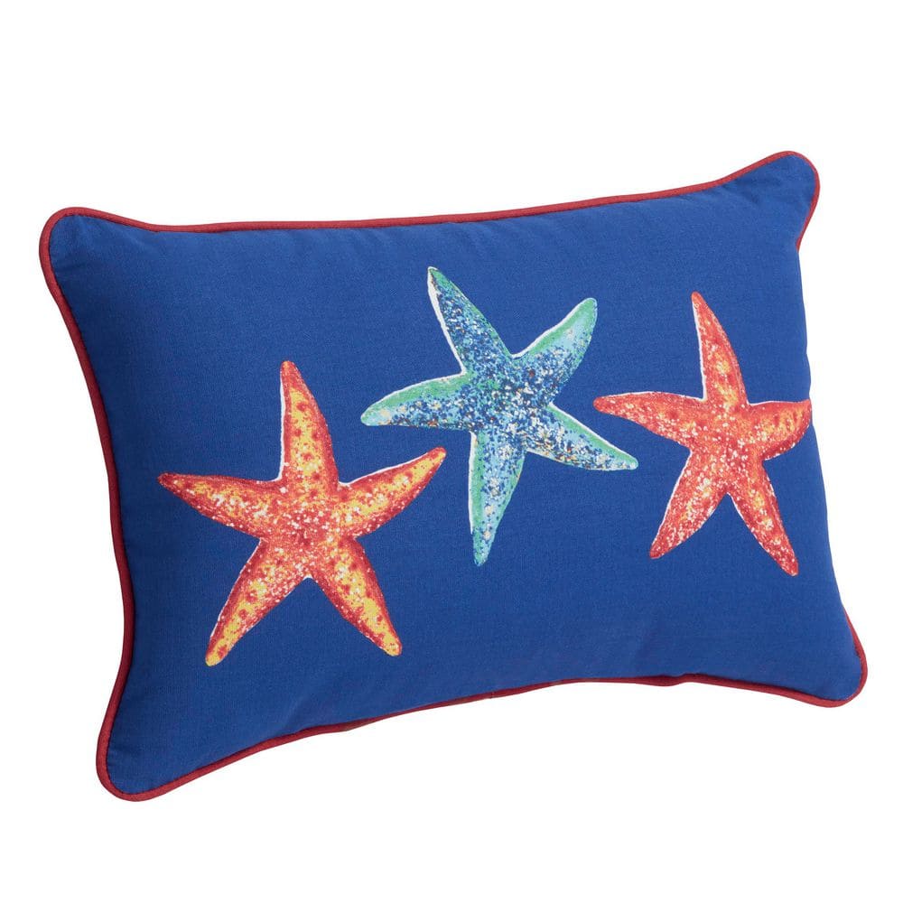 Hampton Bay - 20 in. x 12 in. Outdoor Patio Lumbar Pillow in Starfish Trio