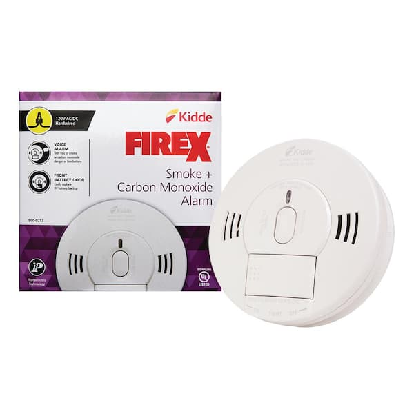 Kidde Firex Hardwired Combination Smoke and Carbon Monoxide Detector with Voice Alarm and Front Load Battery Door