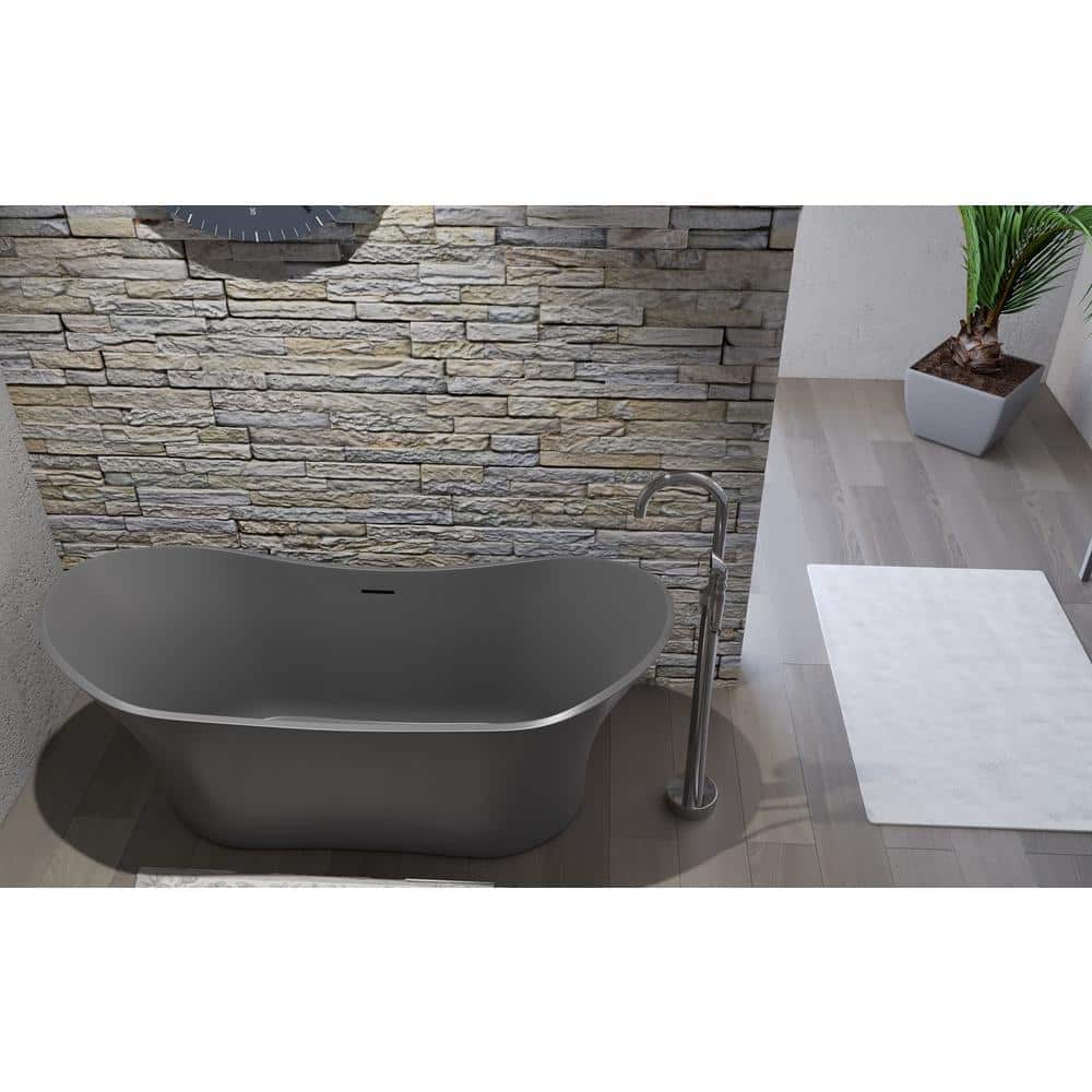 Ocean 69" Gray Solid Surface Freestanding Bathtub