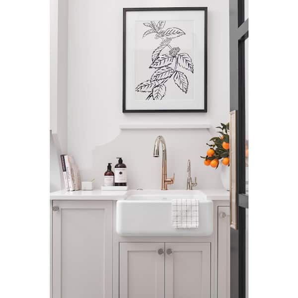Whitehaven Farmhouse Apron Front Undermount Cast Iron 24 in. Single Bowl Kitchen Sink in White