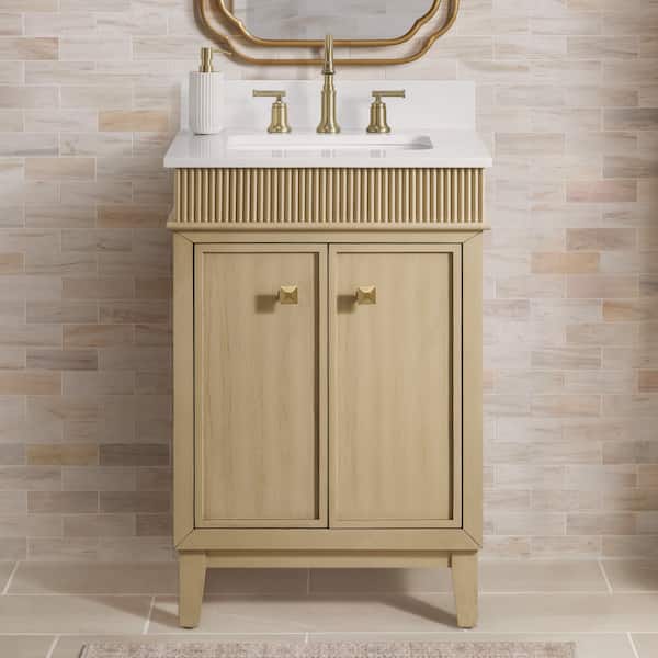 Danby 24 in. Single Sink Platinum Oak Bath Vanity with White Engineered Marble Top (Assembled)