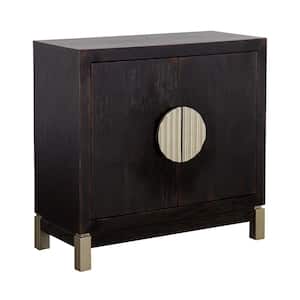 Medici Black & Gold 35 in. H Storage Cabinet with Two Doors