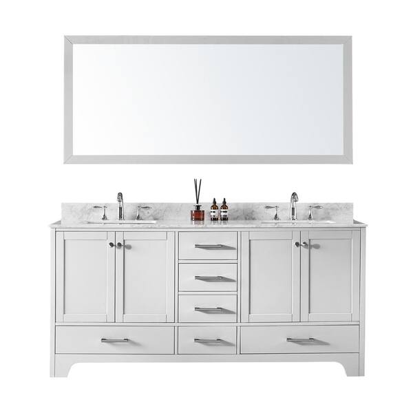 Exclusive Heritage 72 In Double Sink Bathroom Vanity In White With Carrara White Marble Top And Mirror Set Cl 10172d Wmwh The Home Depot