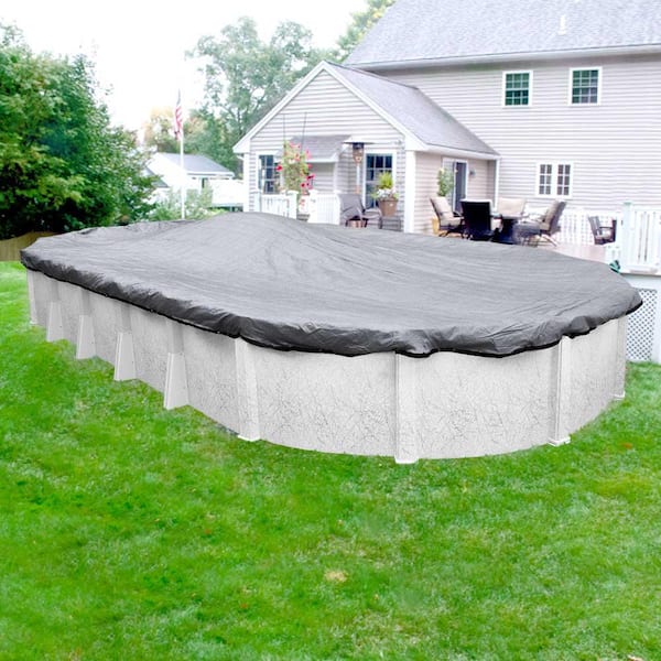 Robelle Dura-Guard Mesh 16 ft. x 32 ft. Oval Gray and Black Mesh Above Ground Winter Pool Cover