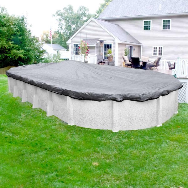 Robelle Dura-Guard Mesh 18 ft. x 24 ft. Oval Gray and Black Mesh Above Ground Winter Pool Cover