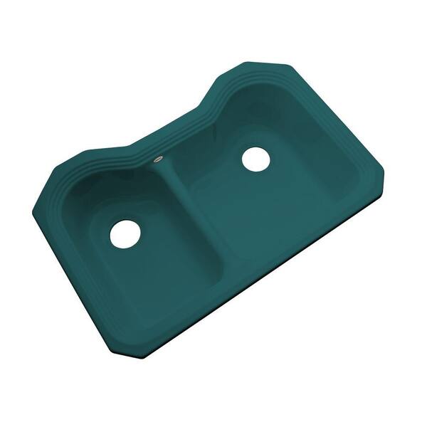 Thermocast Breckenridge Undermount Acrylic 33 in. Double Bowl Kitchen Sink in Teal