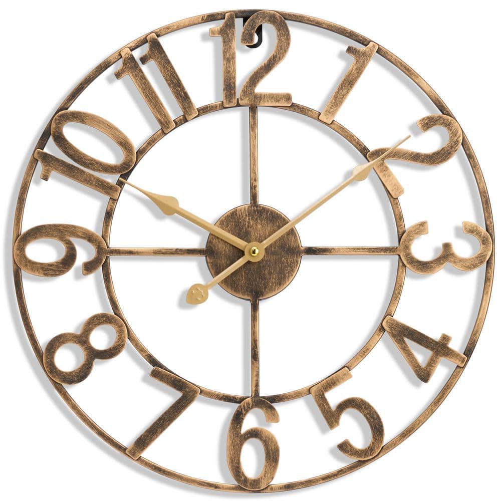 Bronze Metal Analog Numeral Wall Clock