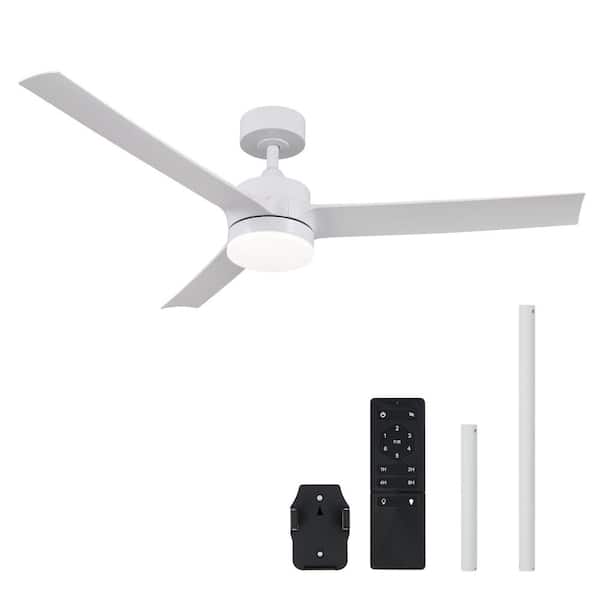 Merra 52 in. Indoor White 6-Speed Standard Ceiling Fan with 3000K/4500K/6500K Adjustable White LED Light with Remote Control