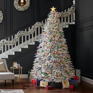 9 ft. Pre-Lit LED Kenwood Fraser Flocked Artificial Christmas Tree