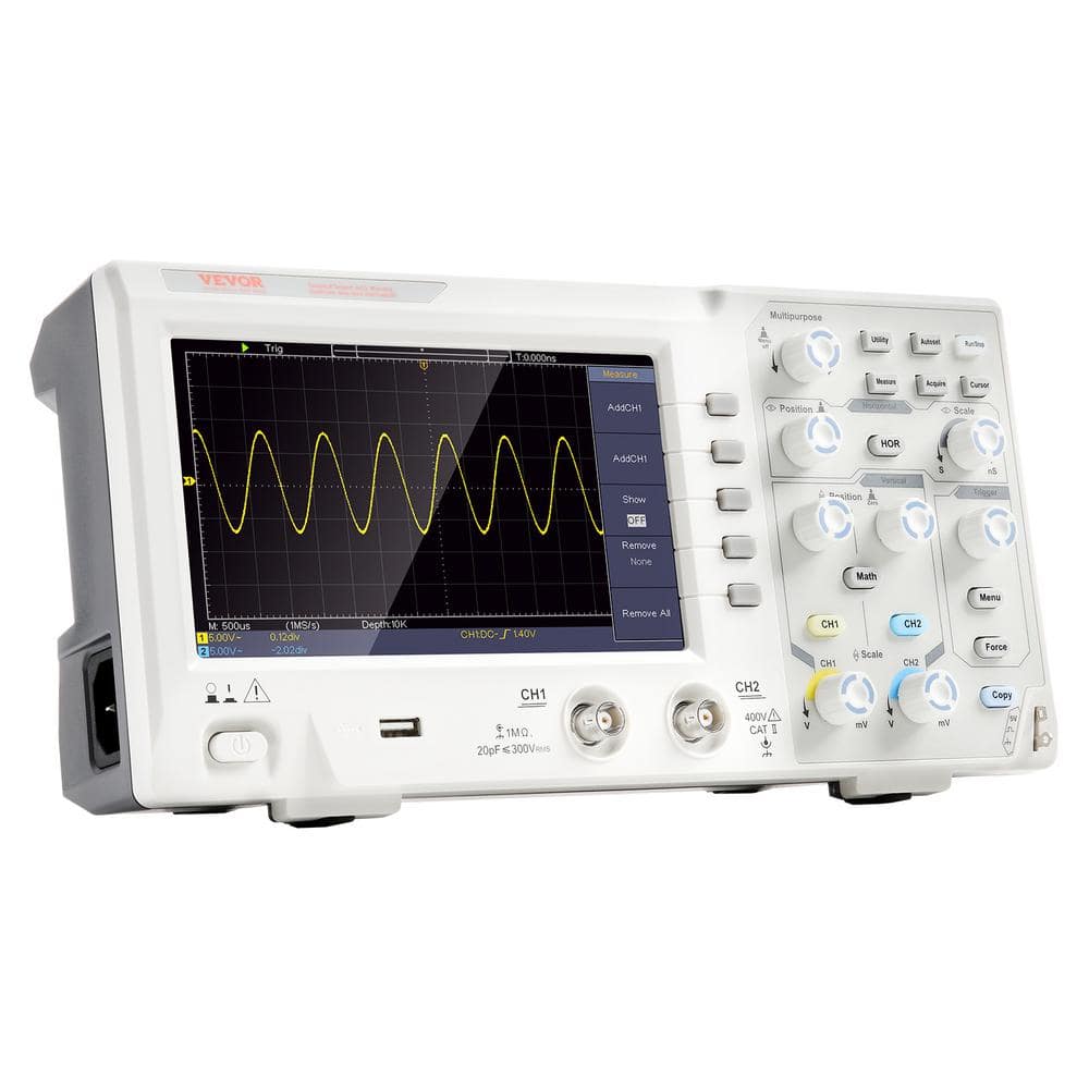 VEVOR Digital Oscilloscope 1GS/S Sampling Rate 100MHZ Bandwidth 2 