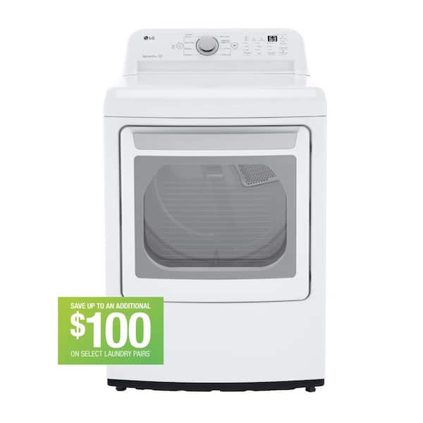 LG 7.3 Cu. Ft. Vented Electric Dryer in White with Sensor Dry Technology