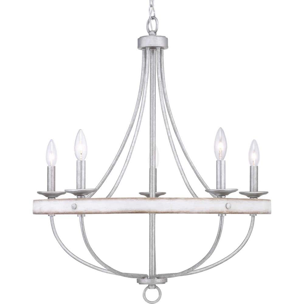Gulliver 5-Light Galvanized Chandelier with Weathered Driftwood Texture