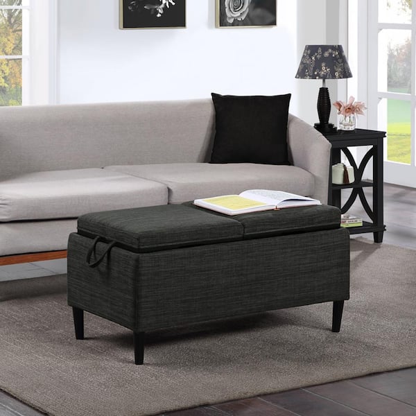 This lift-top multiple-use storage ottoman can be used as a coffee
