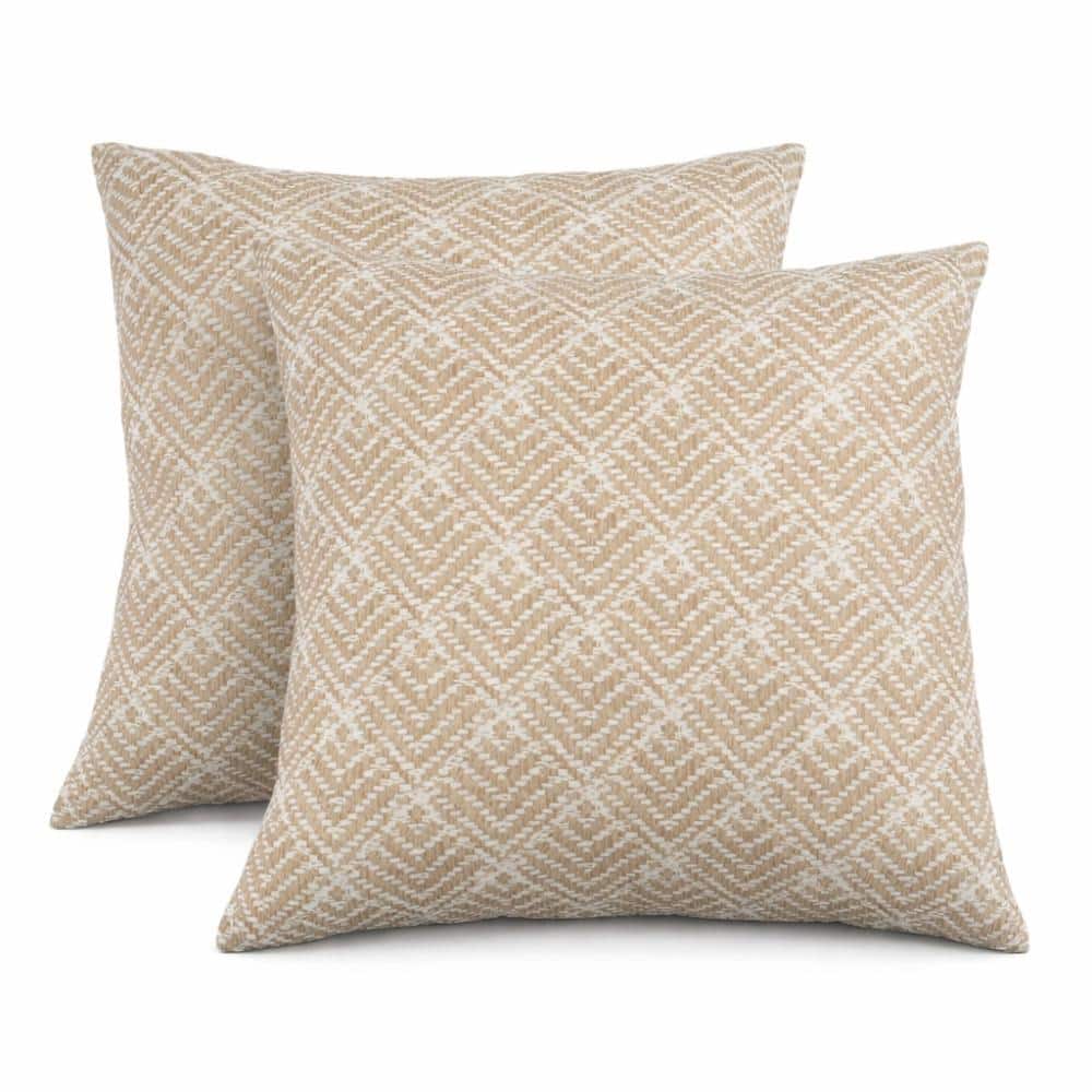 2-Pack Square Reversible Outdoor Throw Pillows, Waterproof & Fade-Resistant Decorative Cushions (Rhombus Beige) price history on PriceWatchPro