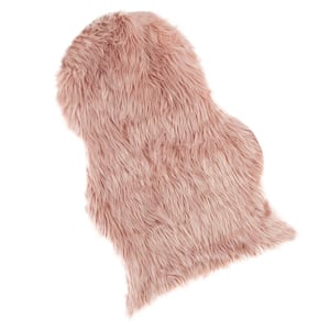 Blush Pink 2 ft. W x 3 ft. L Faux Sheepskin Fur Accent Rug