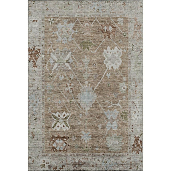 Mayfield Premium Machine Washable Abstract AMF2025 Brown 5 ft. x 7 ft. 6 in. Area Rug