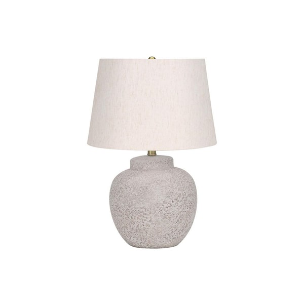 Modern 22 in. H Table Lamp with White Shade, Cream Concrete