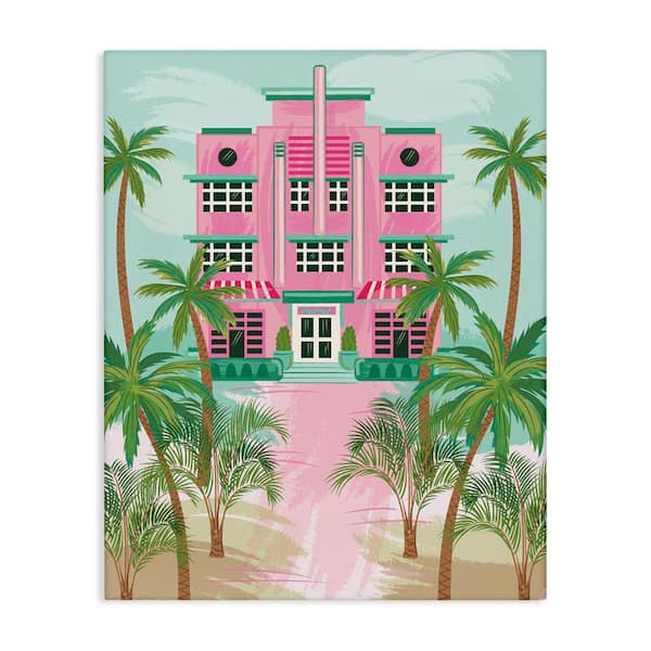 Tropical Palm Hotel by Lisa Perry Whitebutton Unframed Coastal Graphic Art Print 20 in. x 16 in.