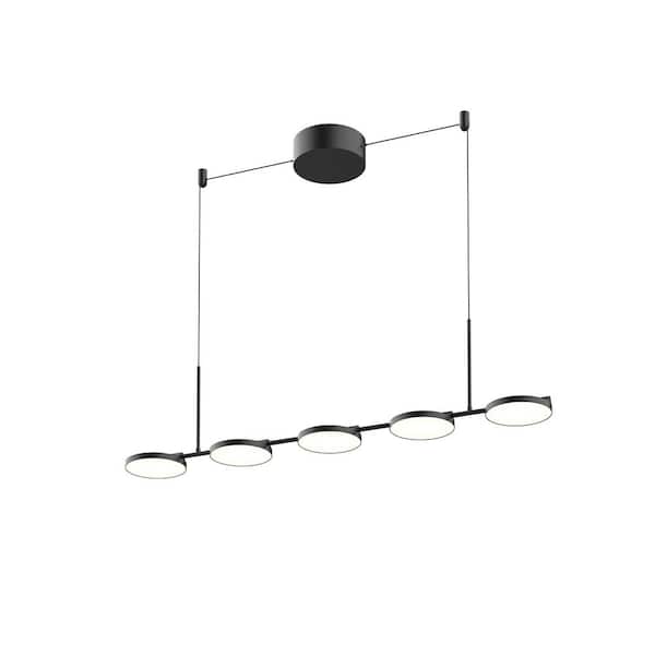 KUZCO Novel 37 in. 1 Light 42-Watt Black Integrated LED Pendant Light