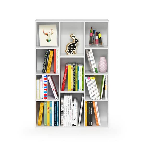 White 11-Cube Reversible Open Shelf Bookcase