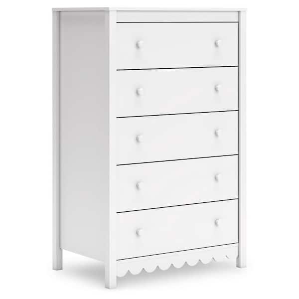 Hallityn White 5 Drawer 31.61 in. Chest of Drawers
