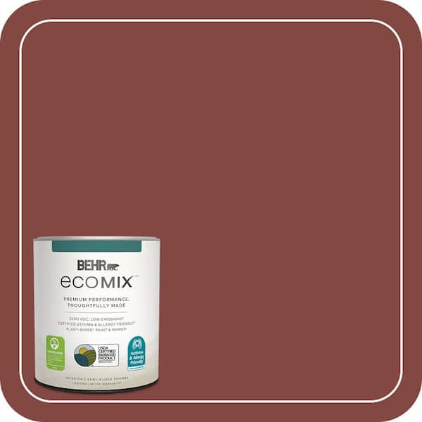 ECOMIX 1 qt. #S-H-170 Red Brick Semi-Gloss Enamel Plant-Based Interior Paint & Primer