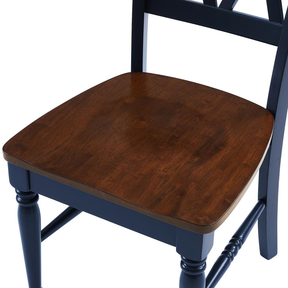 Navy Cross Back High Wood Side Chairs, Set of 4