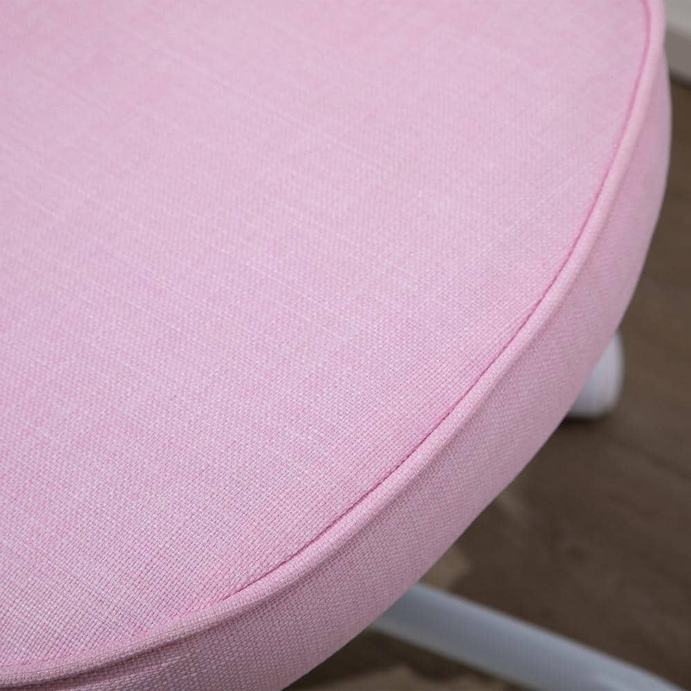 Pink Heart-Shaped Armless Swivel Office Chair with Adjustable Height