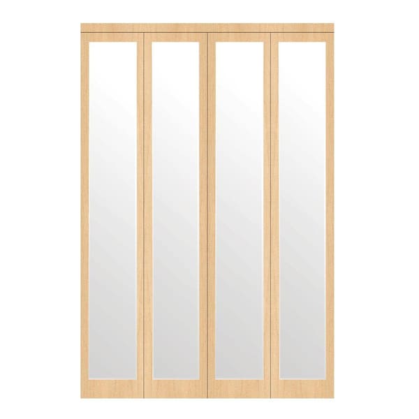 Impact Plus 71 in. x 80 in. Mir-Mel Stain Grade Maple Mirror Solid Core MDF Interior Closet Bi-fold Door with Matching Trim