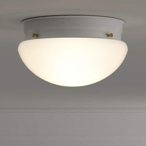 Hampton Bay 7 in. 1-Light White Mushroom Flush Mount