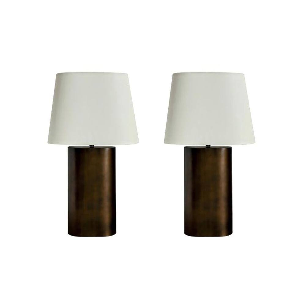 "Pair of 22"" Metal Table lamp in Bronze with Designer Shade" price history on PriceWatchPro