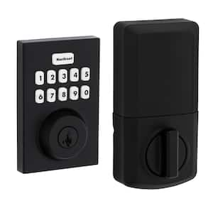 Powerbolt 250 Matte Black Single Cylinder Smart Lock Deadbolt with 10-Button Keypad Featuring SmartKey Security