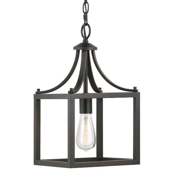 Photo 1 of Boswell Quarter 9-1/2 in. 1-Light Distressed Black Farmhouse Mini-Pendant Kitchen Light