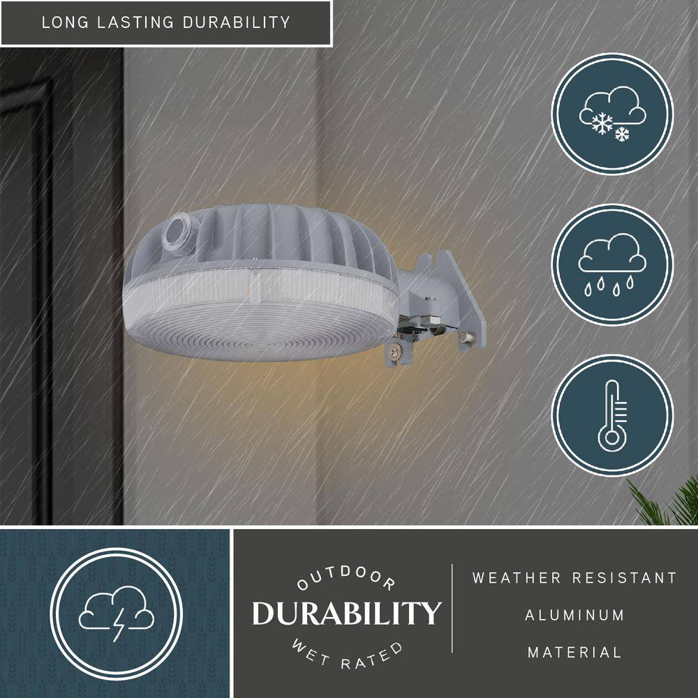9.75-Inch Gray Aluminum LED Outdoor Security Flood Light