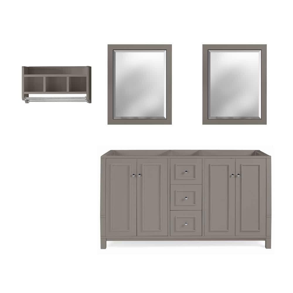 Williamsburg 3pc 21.25in W x 60in D x 34in H Bath Vanity Cabinet without To
