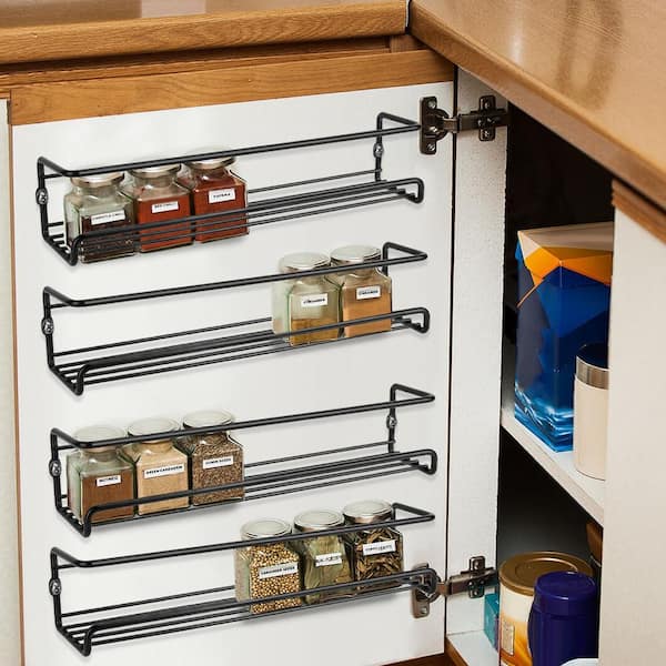 Kitchen Storage Shelf Wall-mounted Punch-Free Spice Rack Multifunctional  Kitchen Shelf Organizer Set Space Aluminum Storage Rack