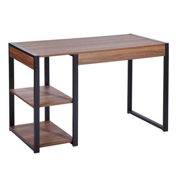 VERYKE 78.7 in. Rectangle Tiger MDF Home Office 2-Person Desk