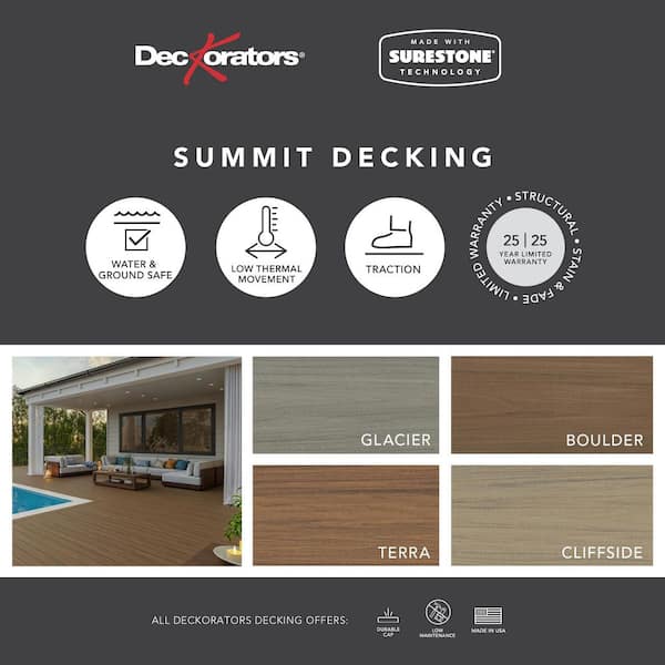 Deckorators Summit 1 in. x 6 in. x 16 ft. Cliffside Brown