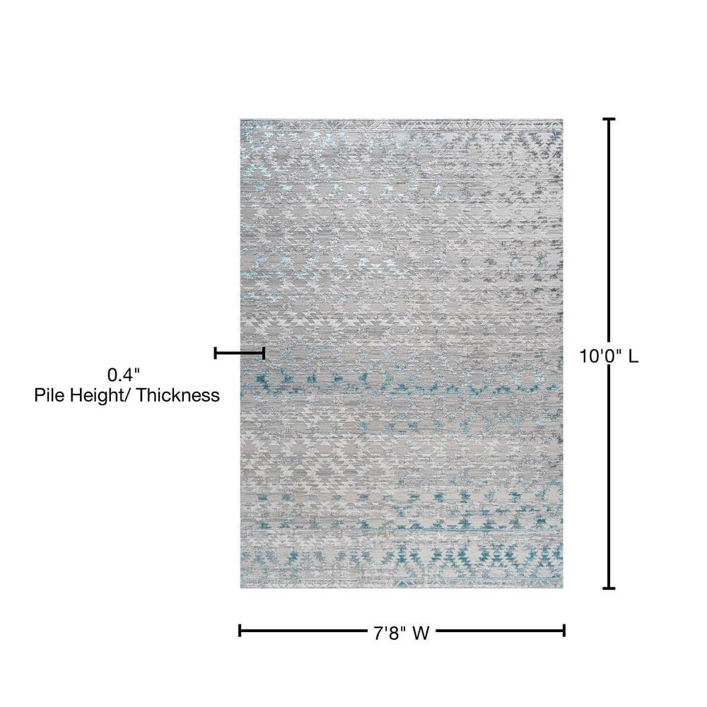 Gray and Turquoise Trellis 8' x 10' Synthetic Area Rug