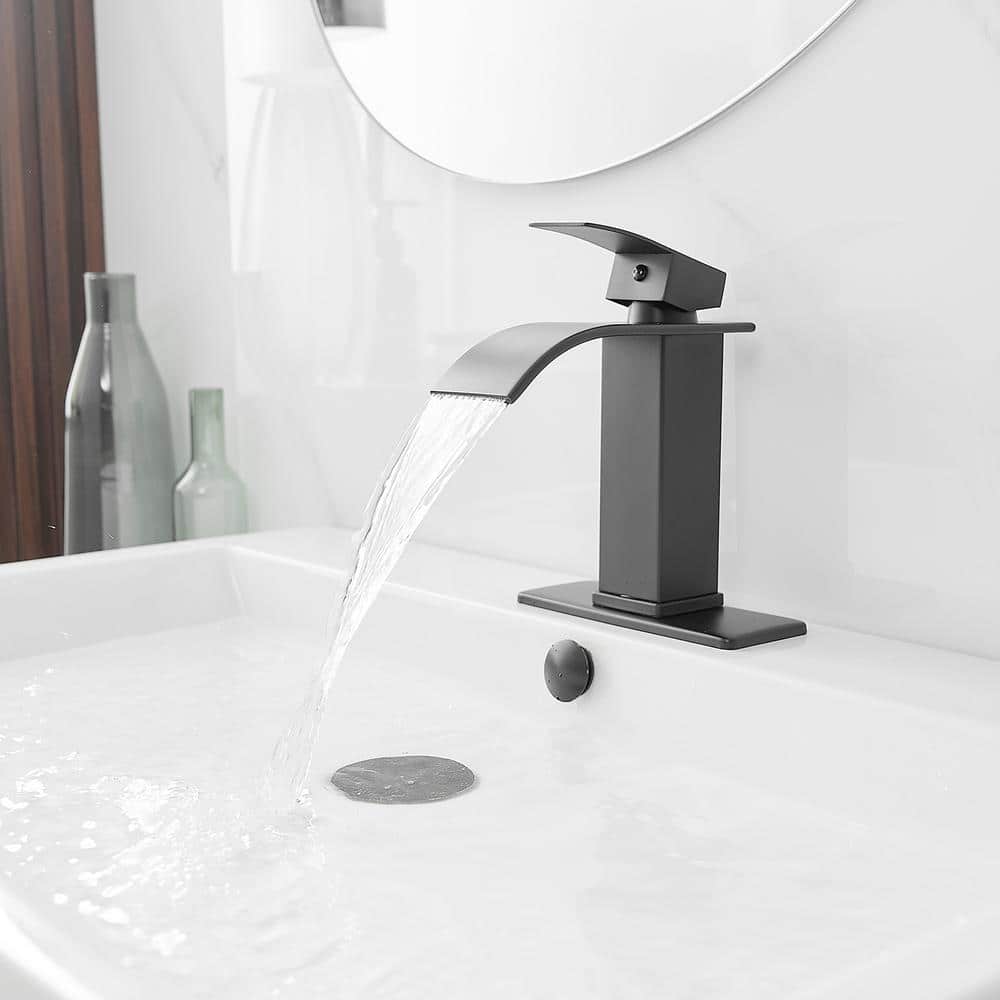 Matte Black Stainless Steel Single Handle Bathroom Faucet