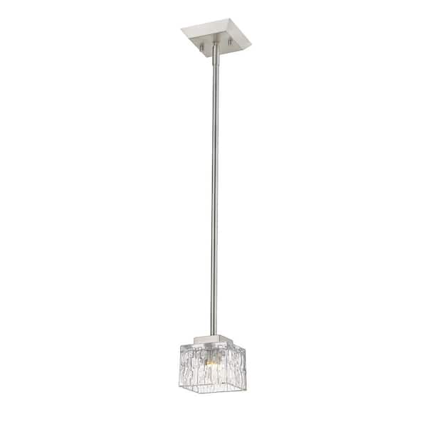 Unbranded Rubicon 13-Watt 1-Light Brushed Nickel Shaded Integrated LED Mini Pendant Light with Clear Glass Shade