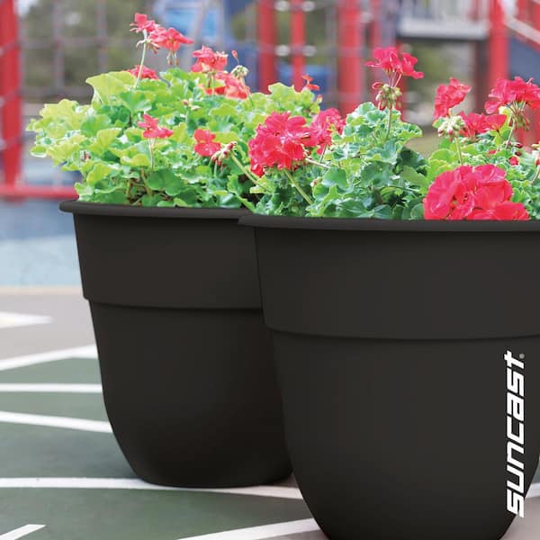 Suncast 15 in. Dia Black Plastic Planter (6-Pack) 1525K6 - The