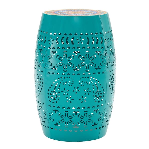 Unbranded Bohemian style Teal 12.25 in. Side Table