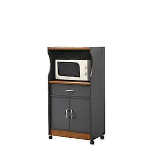Grey-Oak Microwave Cart with Storage