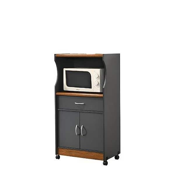 Unbranded Grey-Oak Microwave Cart with Storage