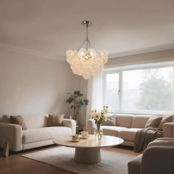 chandelierデスク Emeritpro 24W White Chrome LED Bubble Twist Glass Chandelier with