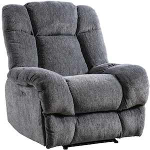 Gray Electric Recliner Chair with USB Port, Overstuffed Reclining Sofa Recliner with Upholstered Seat for Living Room